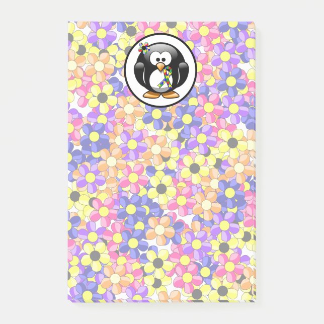 Puzzle Ribbon Penguin Post-it Notes (Front)
