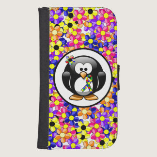 Puzzle Ribbon Penguin Wallet Phone Case For Samsung Galaxy S4