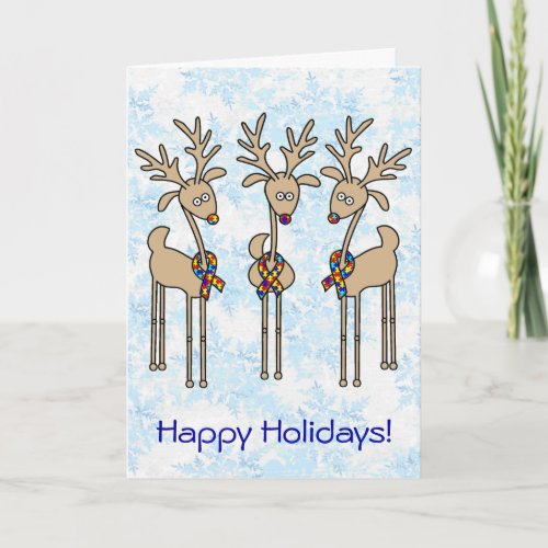 Puzzle Ribbon Reindeer _ Autism Awareness Holiday Card