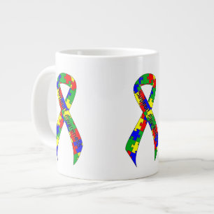 Puzzle Ribbon Support Awareness Large Coffee Mug