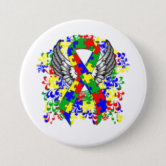 Puzzle Ribbon With Wings Button