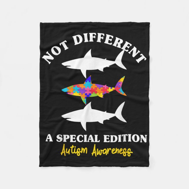 Puzzle Shark Autism Awareness Autistic Autism Moms Fleece Blanket (Front)