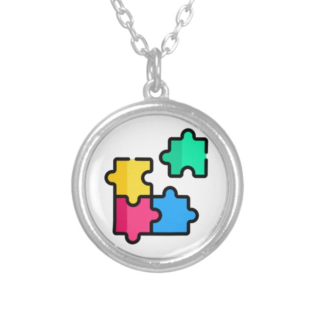 puzzle silver plated necklace (Front)