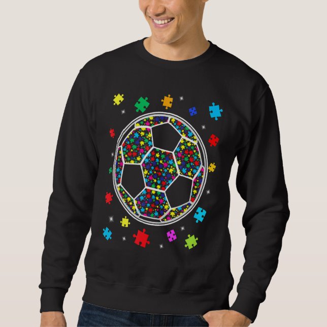 Puzzle Soccer Support Autism Awareness Men Women K Sweatshirt (Front)