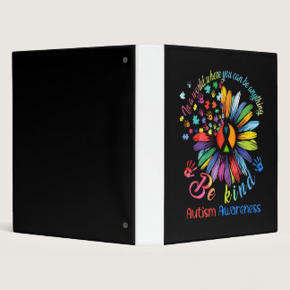 Puzzle Sunflower Be Kind Autism Awareness Support 3 Ring Binder