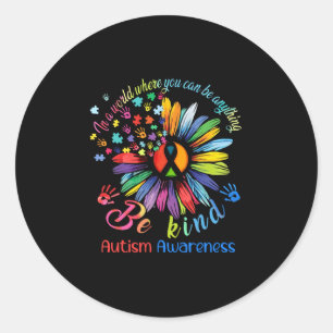 Puzzle Sunflower Be Kind Autism Awareness Support Classic Round Sticker