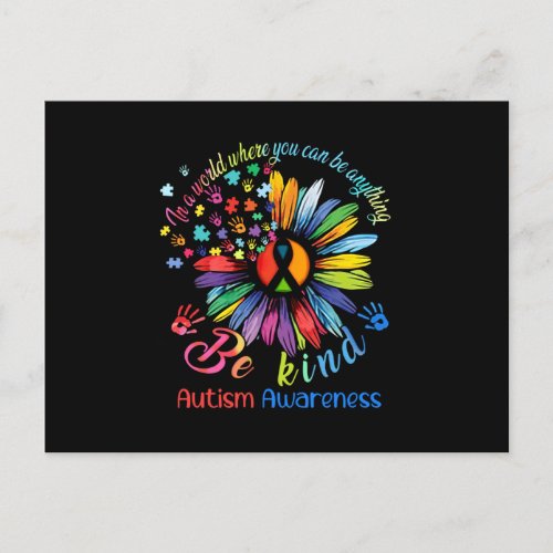 Puzzle Sunflower Be Kind Autism Awareness Support Postcard