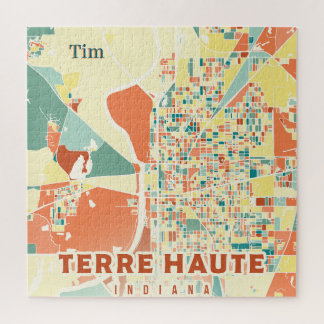 PUZZLE: Terre Haute Indiana Map Jigsaw Colorful Puzzle
