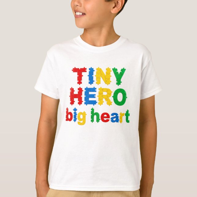 Puzzle Tiny Hero Big Heart Kids T-Shirt (Front)