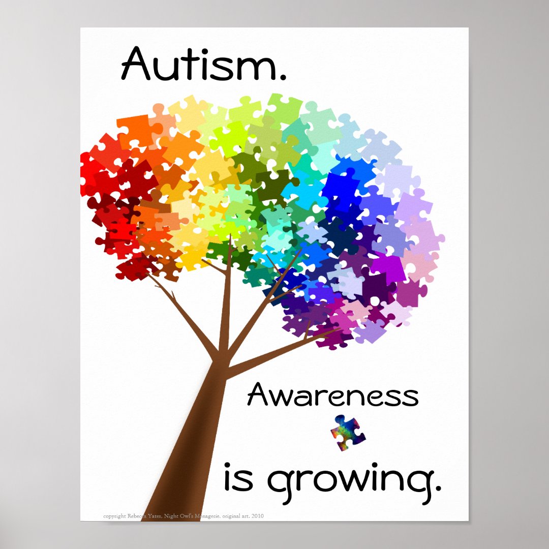Puzzle tree autism awareness poster zazzle