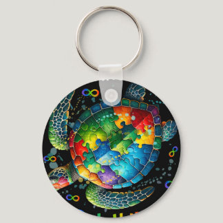 Puzzle Turtle Be Happy In Your Own Shell Autism Aw Keychain