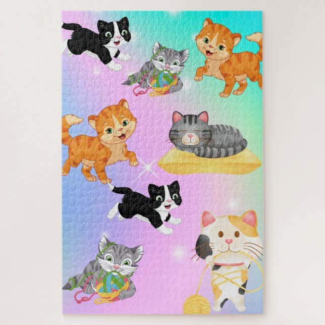 Puzzle with 3 kittens 1014 pieces (Vertical)