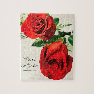 Puzzle with beautiful photo of red roses