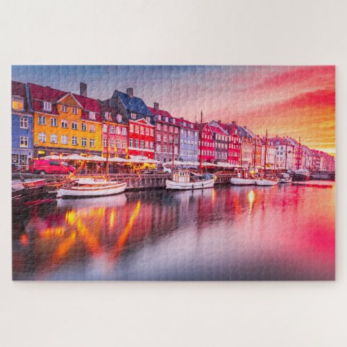 Puzzle with Copenhagen sunrise Nyhavn Denmark