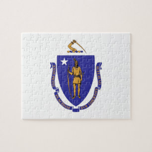 Puzzle with Flag of Massachusetts State