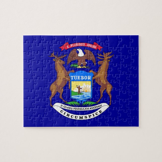 Puzzle with Flag of Michigan State (Horizontal)