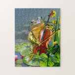 Puzzle With  Funny Cello Playing Frog at Zazzle