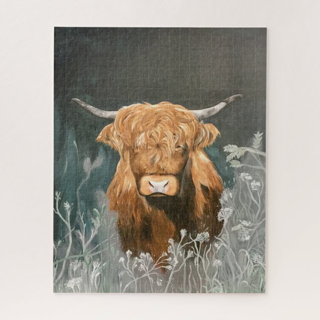 Puzzle with highland cow art print (Vertical)