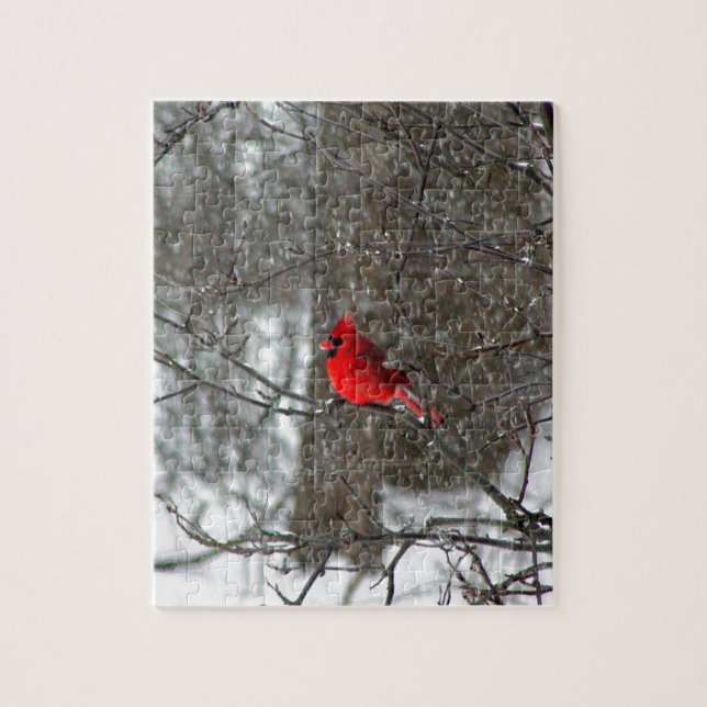 puzzle with photo of male cardinal (Vertical)