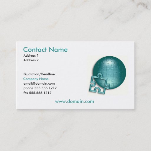 Customizable Puzzle World Business Card
