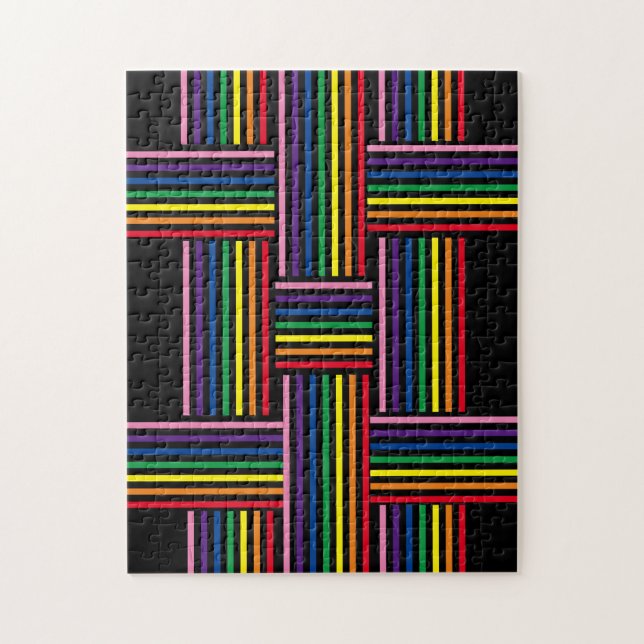 Puzzle - Woven Rainbow Colored Ribbons (Vertical)