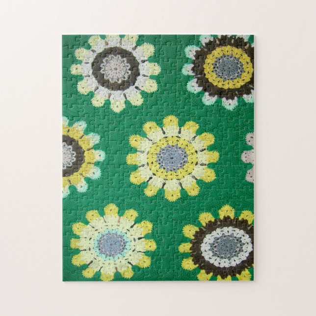 Puzzle - Yellow Daisies in Crochet (Vertical)