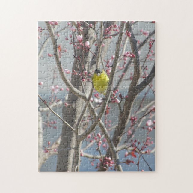 Puzzle - Yellow finch in cherry tree (Vertical)