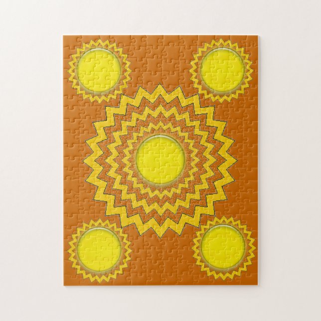 Puzzle - zig zag circles with yellow globes (Vertical)