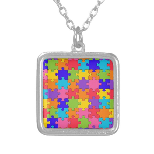 Puzzled Collection Silver Plated Necklace (Front)