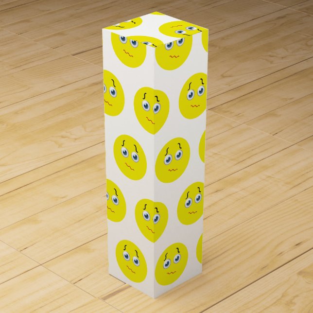 Puzzled Confused Emoji Wine Box (Front)