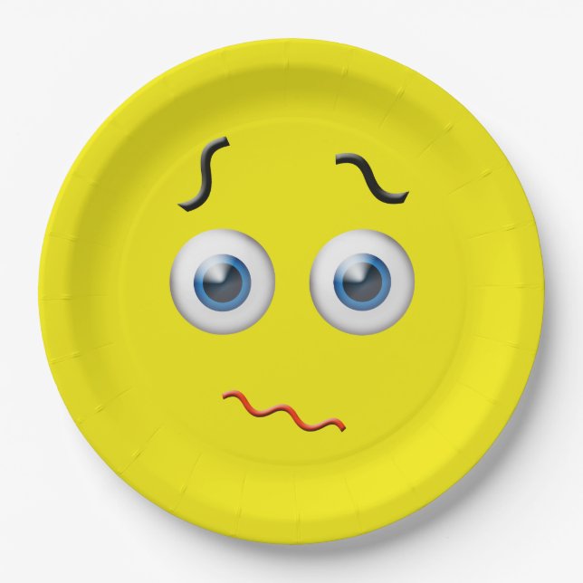 Puzzled Emoji Paper Plates (Front)
