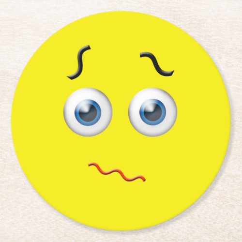 Puzzled Emoji Round Paper Coaster