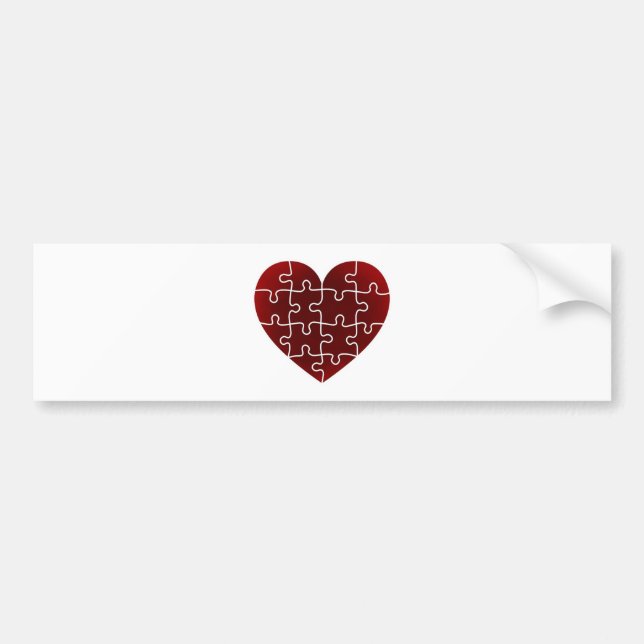 Puzzled Hearts Bumper Sticker (Front)