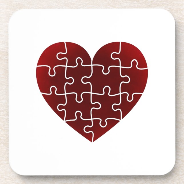 Puzzled Hearts Drink Coaster (Front)