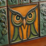Puzzled Owl in Orange Arts & Crafts Movement Ceramic Tile<br><div class="desc">Immerse yourself in the world of artistry and elegance with our Enchanted Owl ceramic tile, inspired by the iconic Arts and Crafts Movement. In the tranquil shadows of a quaint wooden box, a sage owl finds its roost. This motif speaks volumes about the love for nature and simplistic beauty, echoing...</div>
