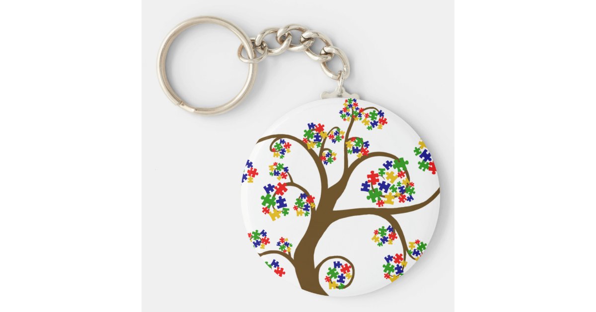 Puzzled Tree of Life Keychain Zazzle