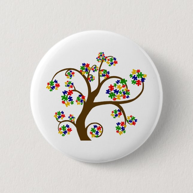 Puzzled Tree of Life Pinback Button (Front)