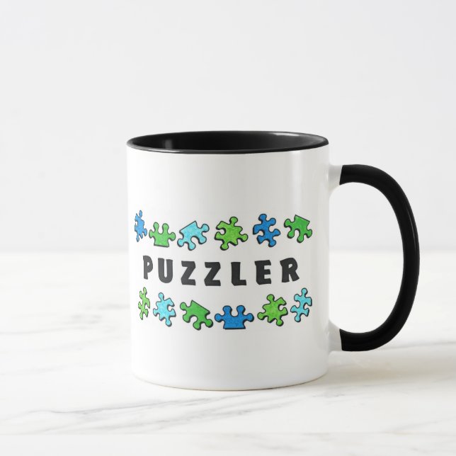 Puzzler with puzzle pieces mug (Right)