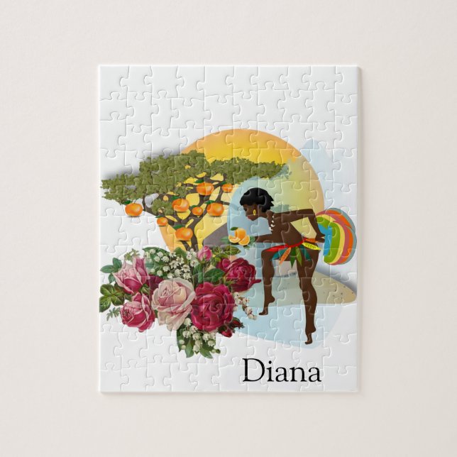 Puzzles African Women Orange Tree Floral (Vertical)