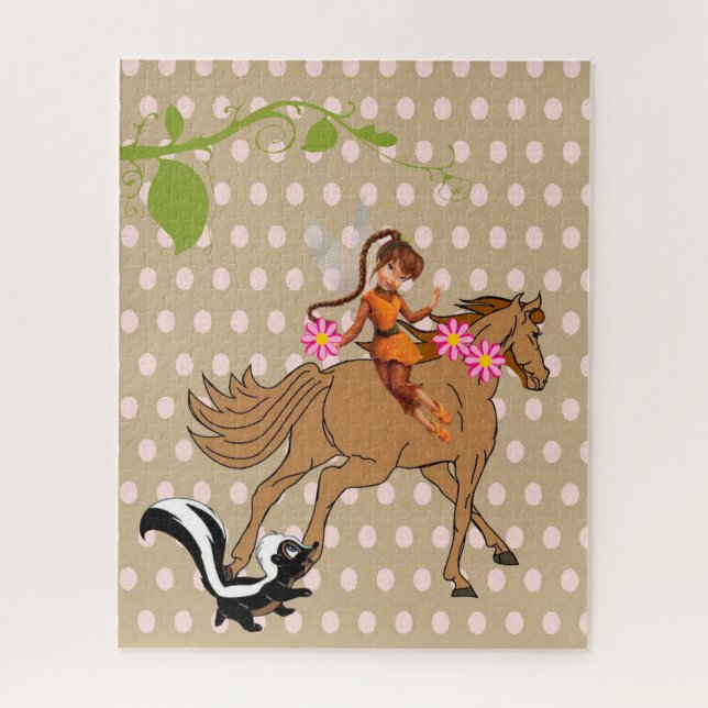 Puzzles Beige Polka dot, Pink Horse Skunk  (Vertical)