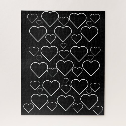 Puzzles Black White Hearts