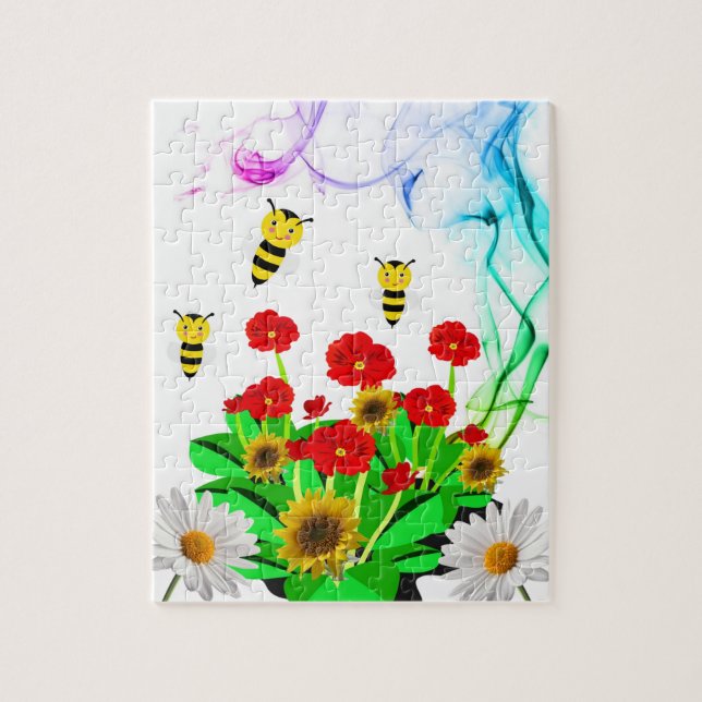 Puzzles Bumblebee Floral Sunflowers (Vertical)