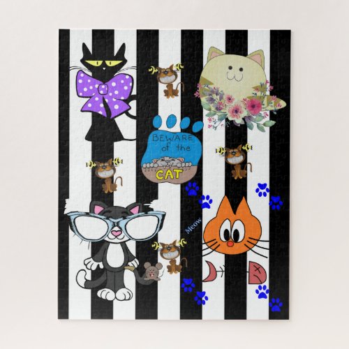 Puzzles Cats Kittens Feline Fish BonesBlack Stripe