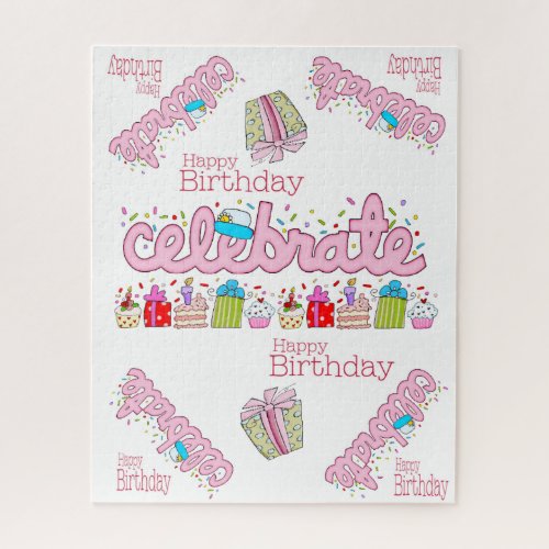 Puzzles Colorful Happy Birthday Celebrate Pink 