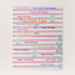 Puzzles Colorful Happy Birthday Celebrate Pink