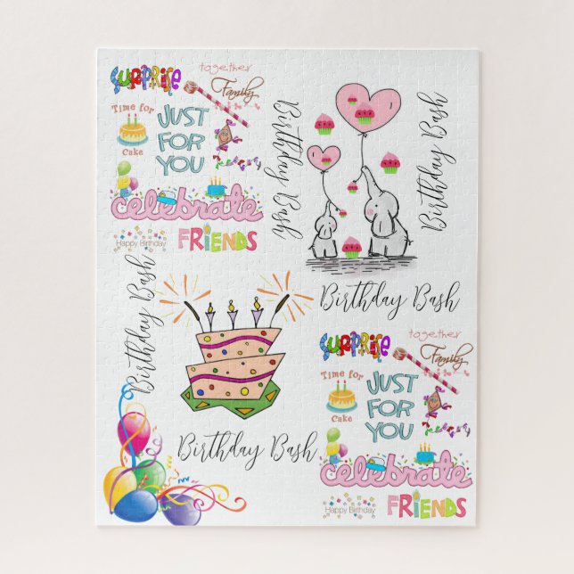 Puzzles Colorful Happy Birthday Friends Family (Vertical)