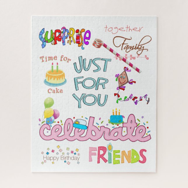 Puzzles Colorful Happy Birthday Friends Family (Vertical)