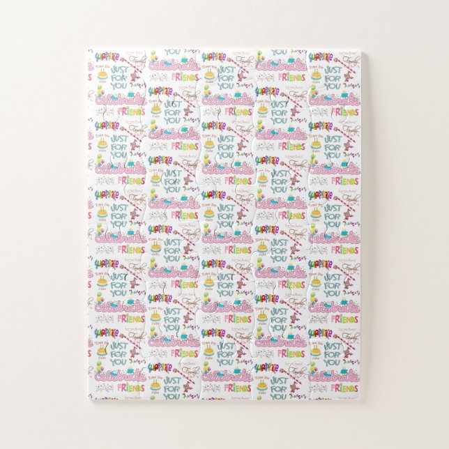 Puzzles Colorful Happy Birthday Friends Family  (Vertical)