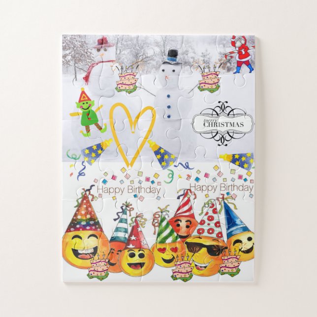 Puzzles Colorful Happy Birthday Merry Christmas (Vertical)