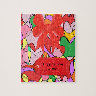 PUZZLES: Colorful Hearts Birthday Gift For Girls Jigsaw Puzzle
